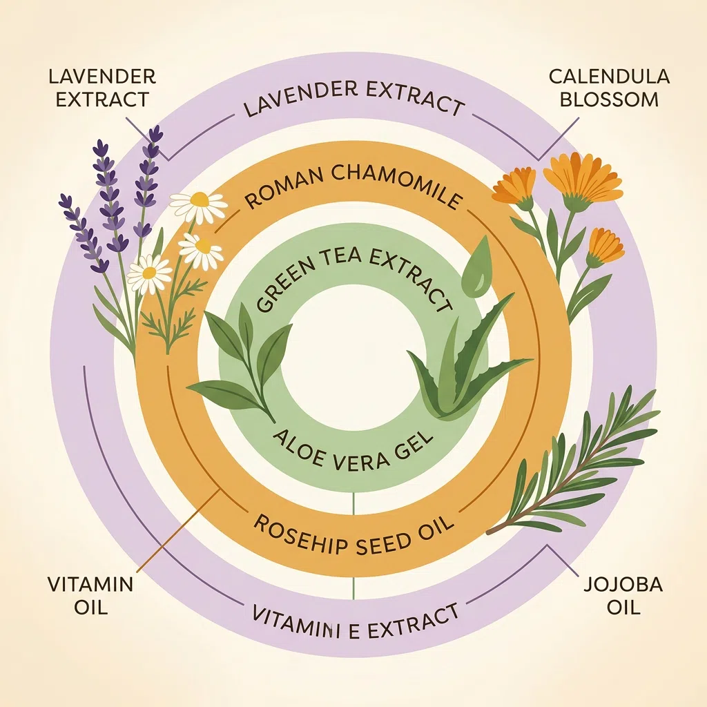 Abstract botanical ingredient diagram illustrating the four plant-based components in Slim Coffee Booster